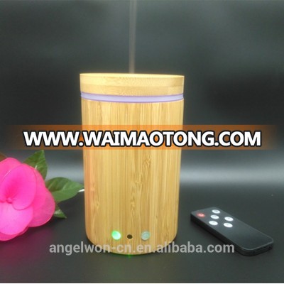 Shenzhen remote control aroma diffuser 160ml essential oil real bamboo humidifier home scent air purifier with 7 color LED light